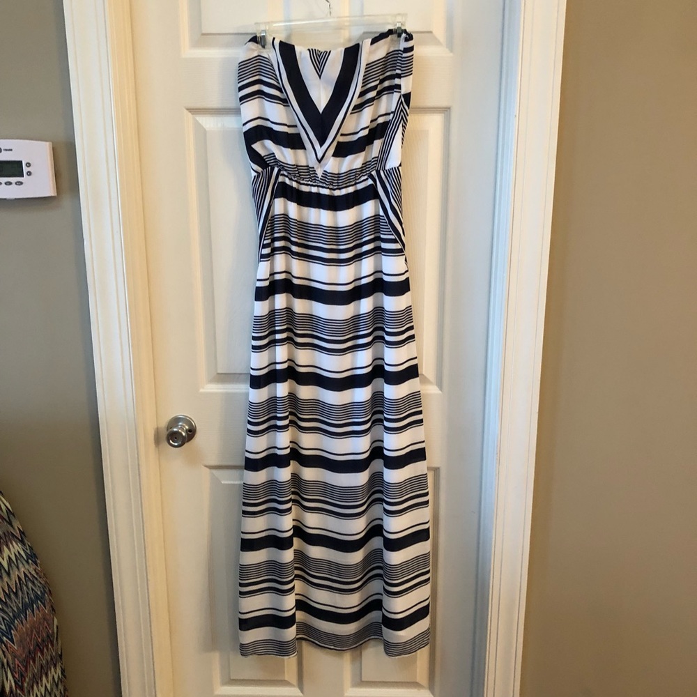Navy Blue and White Maxi